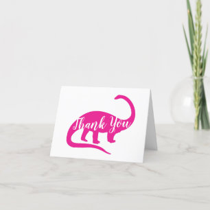 Cute Dinosaur Baby Shower Dino Pink Girl Thank You Card