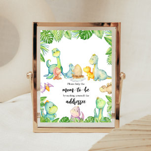 Cute Dinosaur Baby Shower Envelope Station Poster