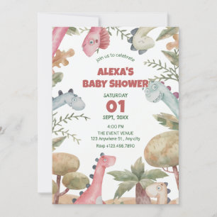 Cute dinosaur baby shower invitation