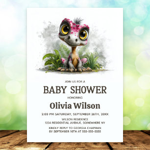 Cute Dinosaur Baby Shower Invitation
