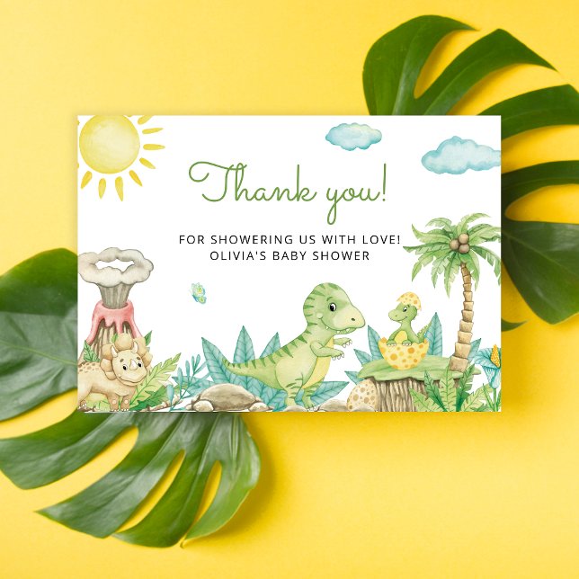 Cute Dinosaur Baby Shower Thank You Card (Creator Uploaded)