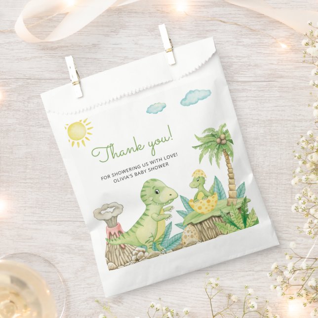 Cute Dinosaur Baby Shower Thank You Favour Bag (Clipped)