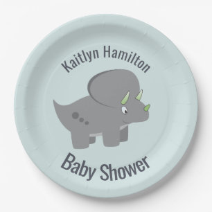 Cute Dinosaur   Baby Shower To Honour the New Mom Paper Plate