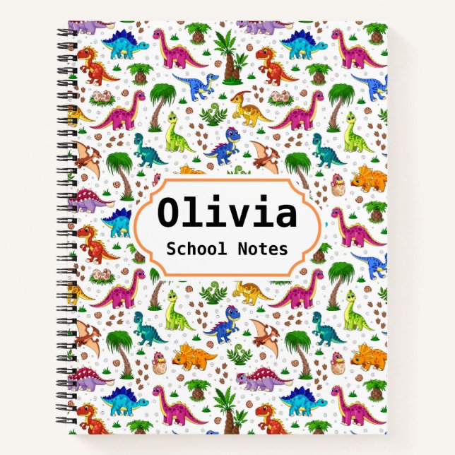 Cute Dinosaur Back to School Notebook (Front)