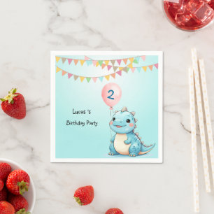 Cute Dinosaur Balloon Boy Happy birthday party Napkin