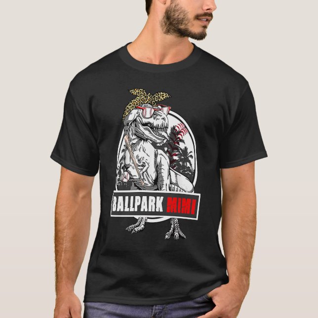Cute Dinosaur BallPark Mimi Baseball Softball Moth T-Shirt (Front)