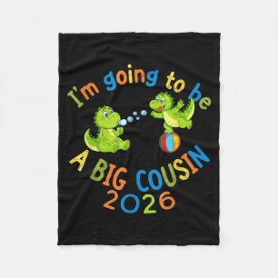 Cute Dinosaur Big Cousin 2026 Pregnancy Reveal  Fleece Blanket