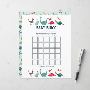 Cute Dinosaur Bingo Baby Shower Game