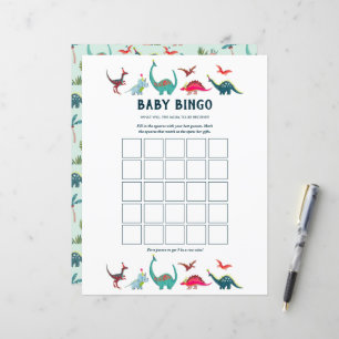 Cute Dinosaur Bingo Baby Shower Game