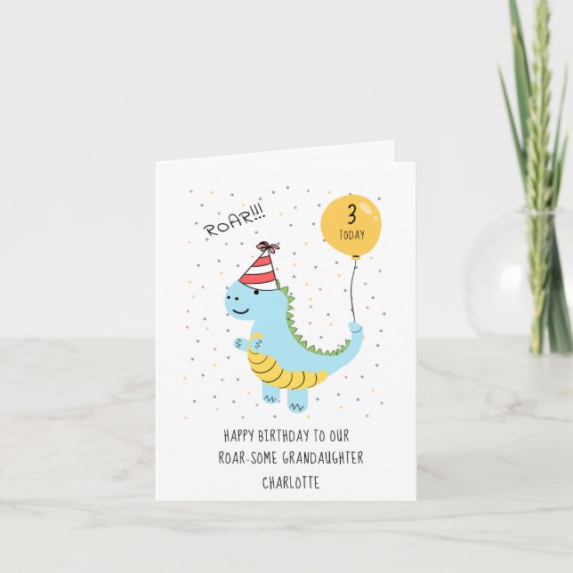 Cute Dinosaur Birthday Card - Custom  (Front)