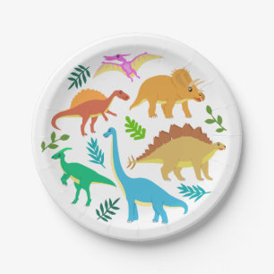 Cute Dinosaur Birthday Colourful Paper Plate