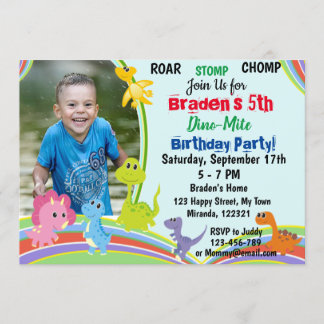 Cute Dinosaur birthday invitation