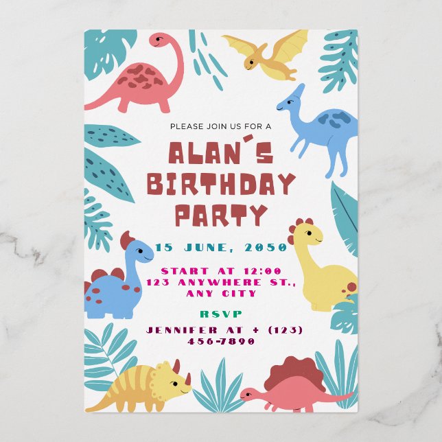Cute Dinosaur Birthday Invitation (Recto)