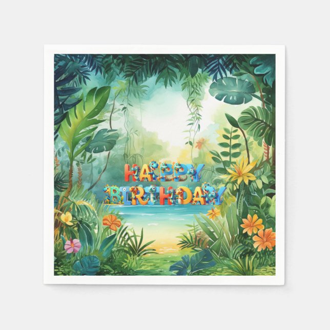 Cute Dinosaur Birthday Napkins (Front)