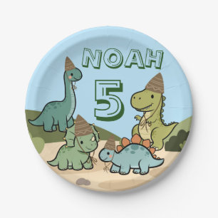 Cute Dinosaur Birthday Paper Plates 