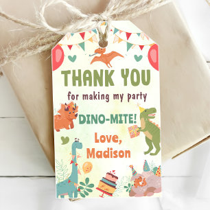 Cute Dinosaur Birthday Party Gift Tags