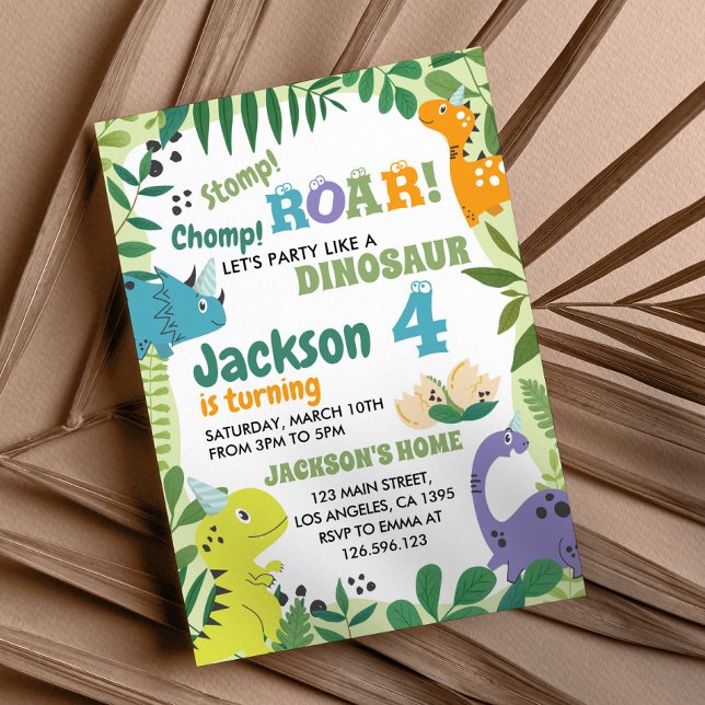 Cute Dinosaur Birthday Party Invitation (Creator Uploaded)