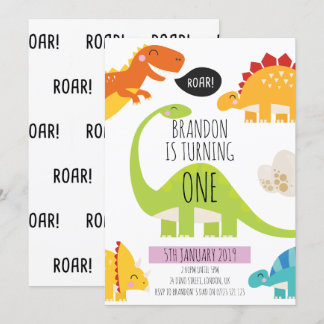 Cute Dinosaur Birthday Party Invitation