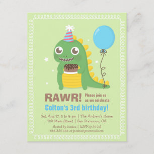 Cute Dinosaur Birthday Party Invitations