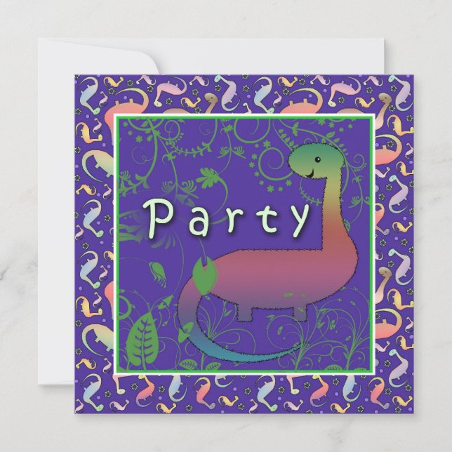 Cute Dinosaur Birthday Party Invites (Front)