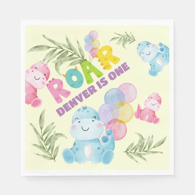 Cute Dinosaur Birthday Party Kids Dino Boys Napkin (Front)