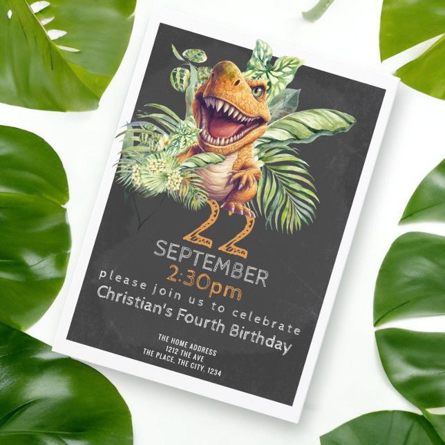 Cute Dinosaur Birthday Party Personalized Invitation (Dinosaur birthday party invite from Ricaso. Available as printed and download. )