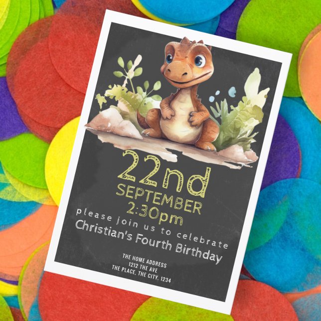 Cute Dinosaur Birthday Party Personalized Invitation (Cute little dinosaur birthday party invitations from Ricaso )