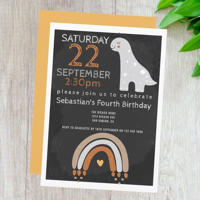 Cute Dinosaur Birthday Party Personalized Invitation (Creator Uploaded)