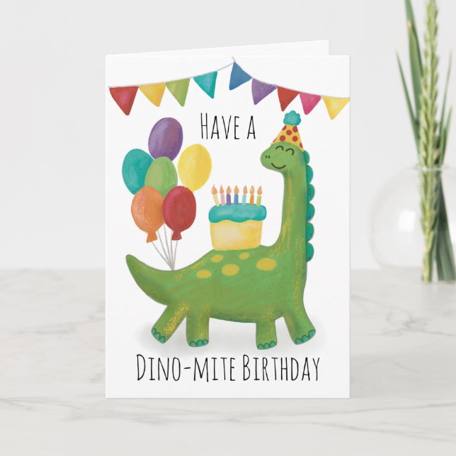 Cute Dinosaur Birthday Thank You Card (Front)