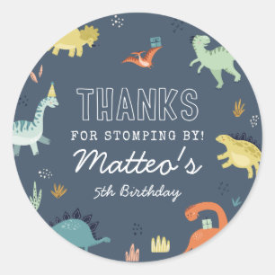 Cute Dinosaur Birthday Thank You Sticker