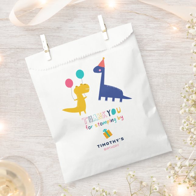 Cute Dinosaur Birthday Thanks for Stomping by Favour Bag (Clipped)