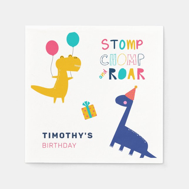 Cute Dinosaur Birthday Thanks for Stomping by Napkin (Front)