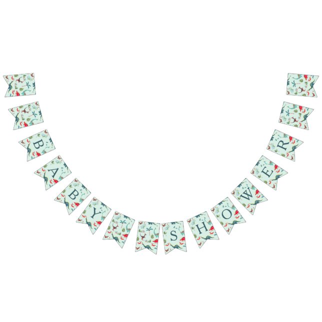 Cute Dinosaur blue boy Baby Shower party pattern Bunting Flags (All)