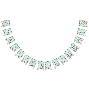Cute Dinosaur blue boy birthday party pattern Bunting Flags