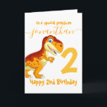 cute dinosaur boy birthday card<br><div class="desc">Cute Dinosaur  2nd Birthday
sweet baby dinosaur personalized baby card for a little boy.  Click the "Customize it!" button to change the text size,  text colour,  font style and more!</div>