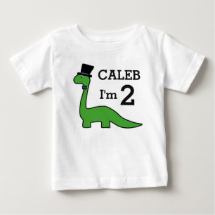Cute Dinosaur Boy Birthday Customize Name I'm 2 Baby T-Shirt