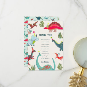 Cute Dinosaur Boy carte de remerciements d'anniver
