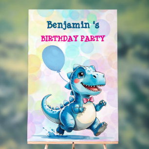 Cute Dinosaur Boy Happy birthday colourful party Acrylic Sign