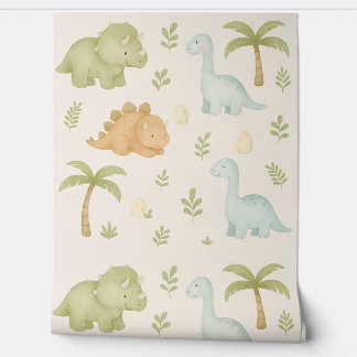 Cute Dinosaur Boy Nursery Wallpaper