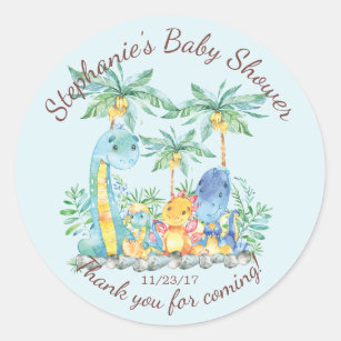 Cute Dinosaur Boys Baby Shower Favour Sticker