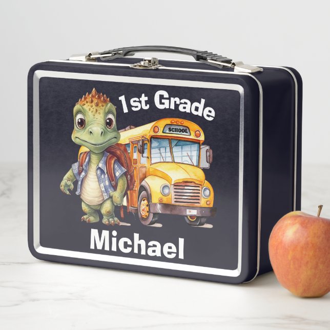 Cute Dinosaur Boy's Metal Lunch Box (In Situ)
