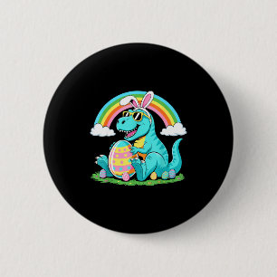 Cute Dinosaur Bunny Egg Happy Eastrawr T Rex Boys 2 Inch Round Button