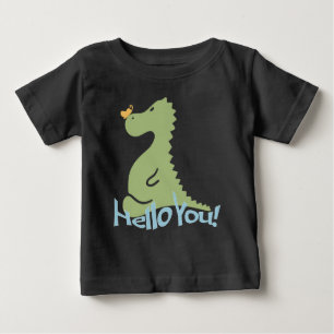 Cute Dinosaur & Butterfly Baby T-Shirt