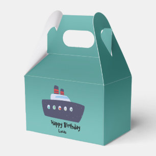 Cute dinosaur captain boat ship School Birthday Favor Box