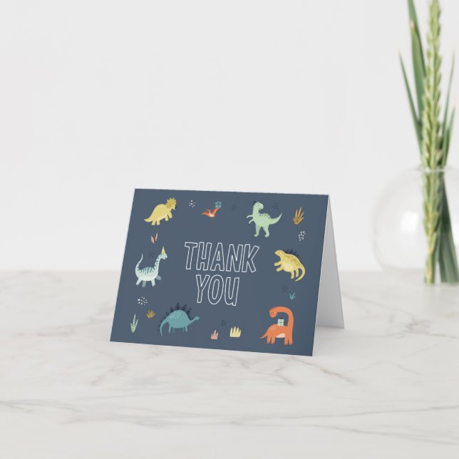 Cute Dinosaur Carte de remerciements (Devant)