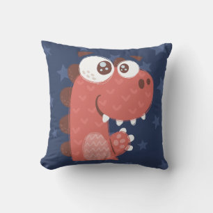 Cute Dinosaur Cartoon Blue Red Boy Nursery Decor Throw Pillow