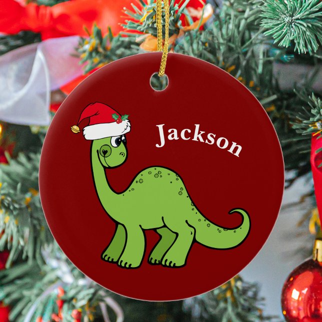 Cute Dinosaur Christmas Ceramic Ornament (Creator Uploaded)