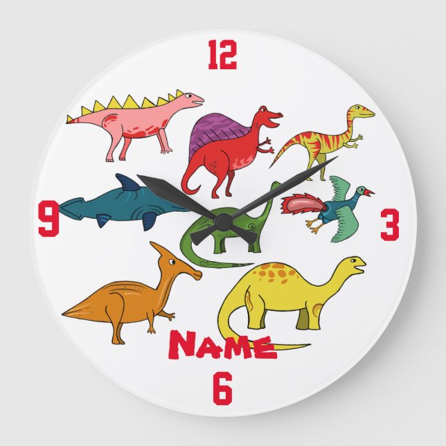 Cute Dinosaur Collection Thunder_Cove Large Clock (Front)