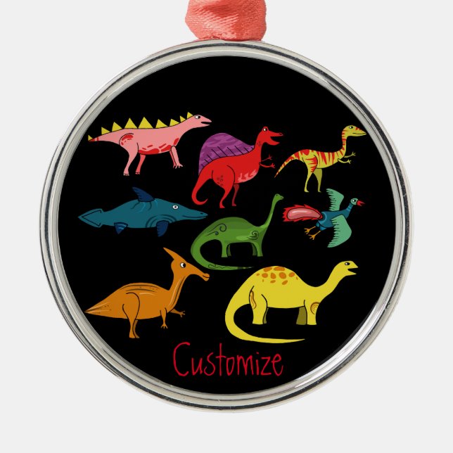 Cute Dinosaur Collection Thunder_Cove Metal Ornament (Front)