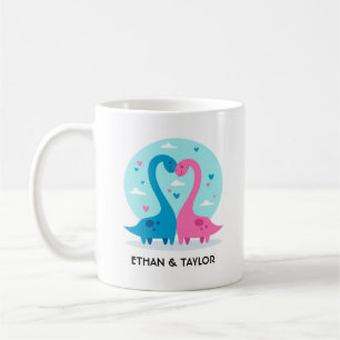 Cute Dinosaur Couple Personalized Valentine's Day Coffee Mug
